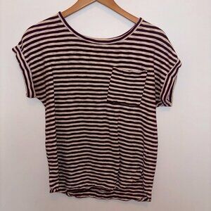 A New Day Maroon & White Striped thick Top Medium